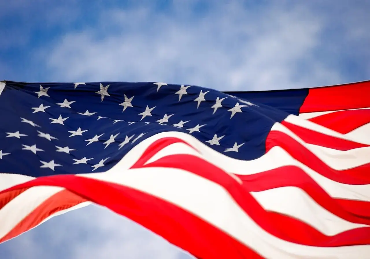 flag of america in the wind
